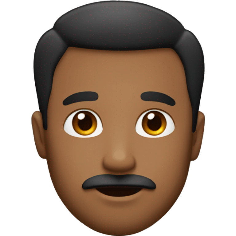 Men with little of culry hair and a mustache from the lips and color of skin brown. black hair emoji