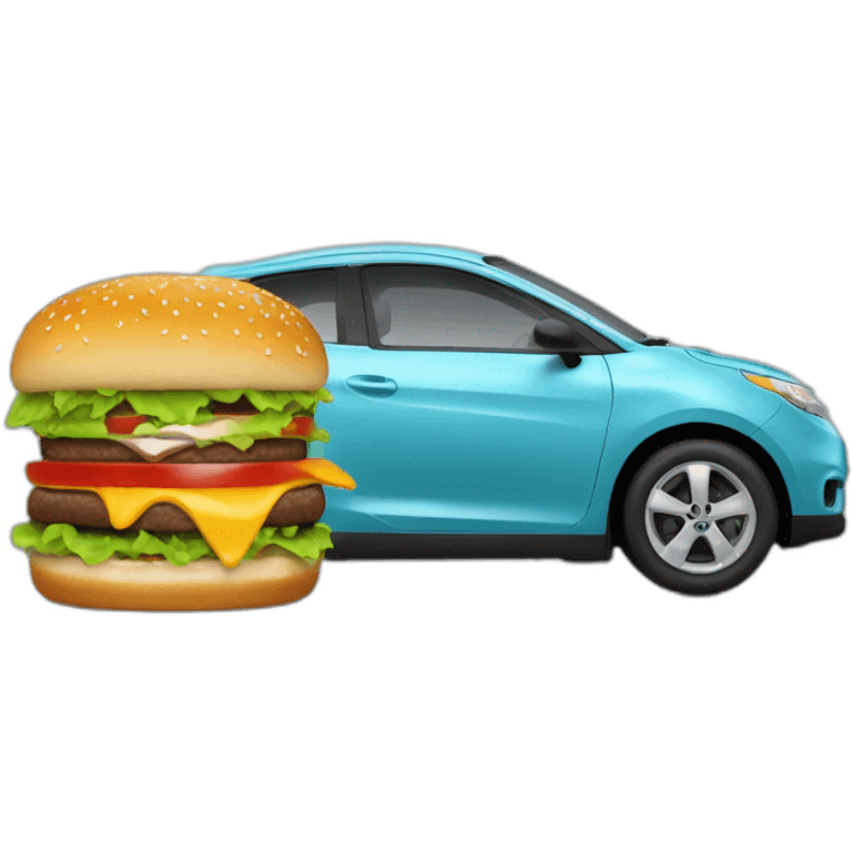 Voiture qui mange un burger emoji