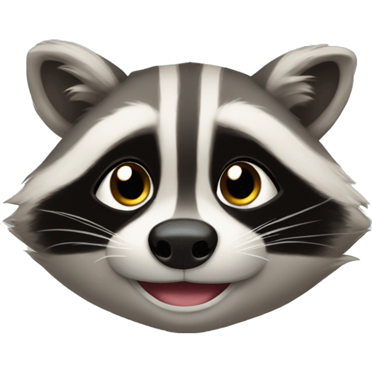 raccoon blushing emoji