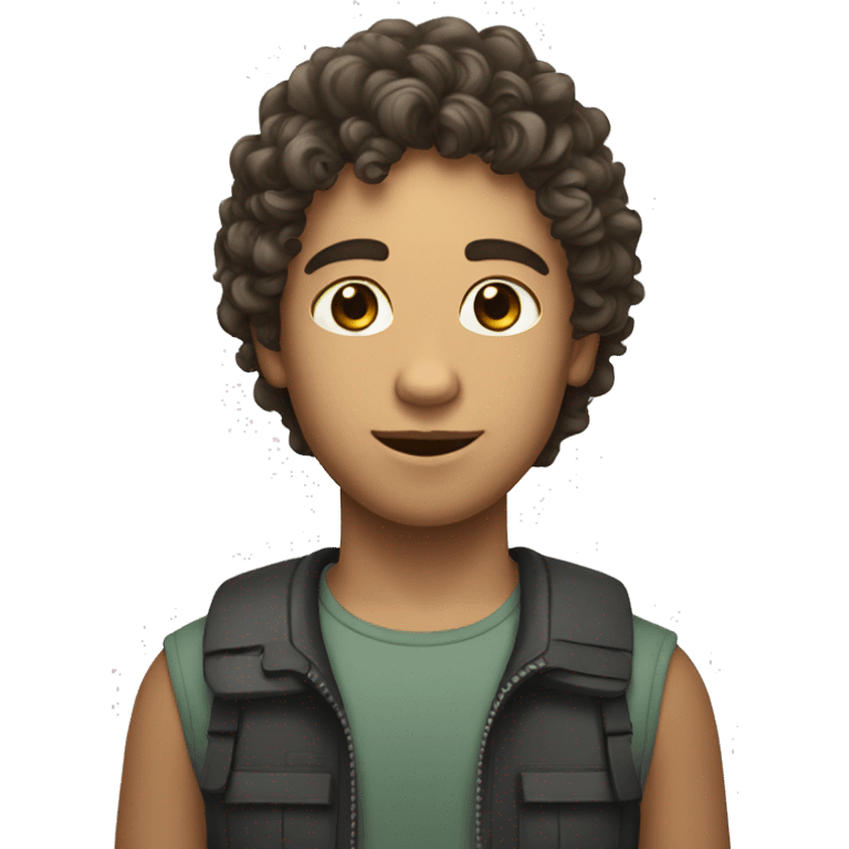 curly boy with medium lenght hair with throphy emoji