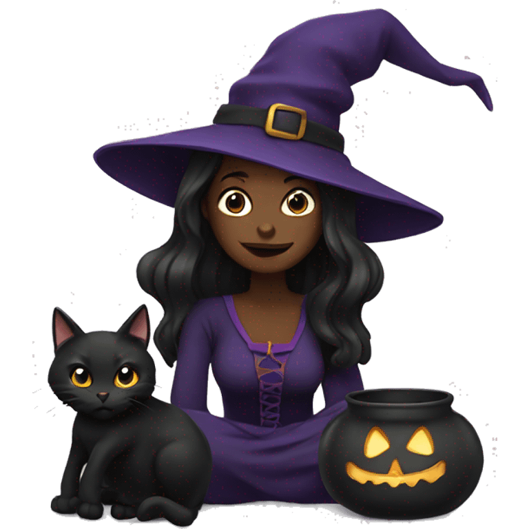 Witch and black cat emoji