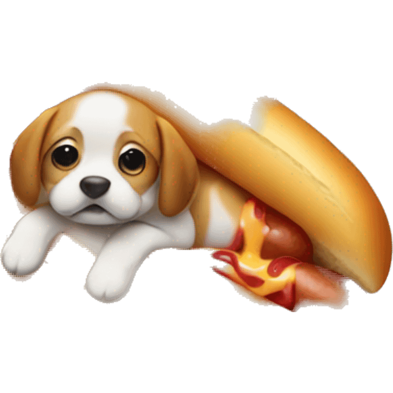 puppy inside hot dog bread emoji