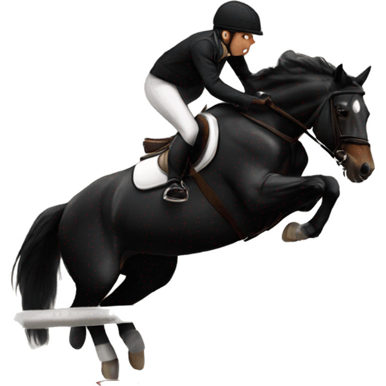 Black horse jumping over a jump emoji