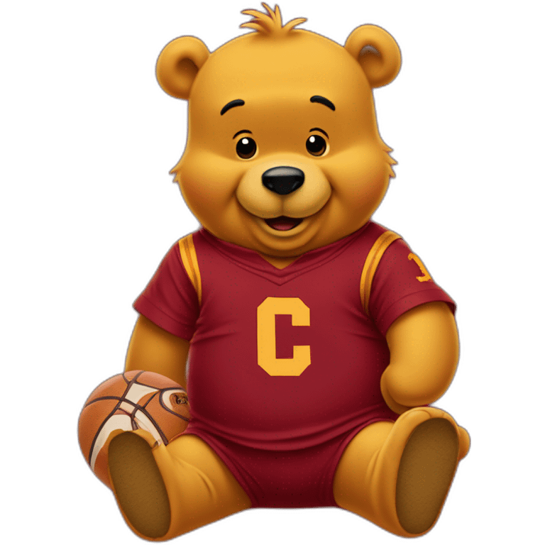 Winnie-the-Pooh wearing red cleveland cavaliers jerssey emoji