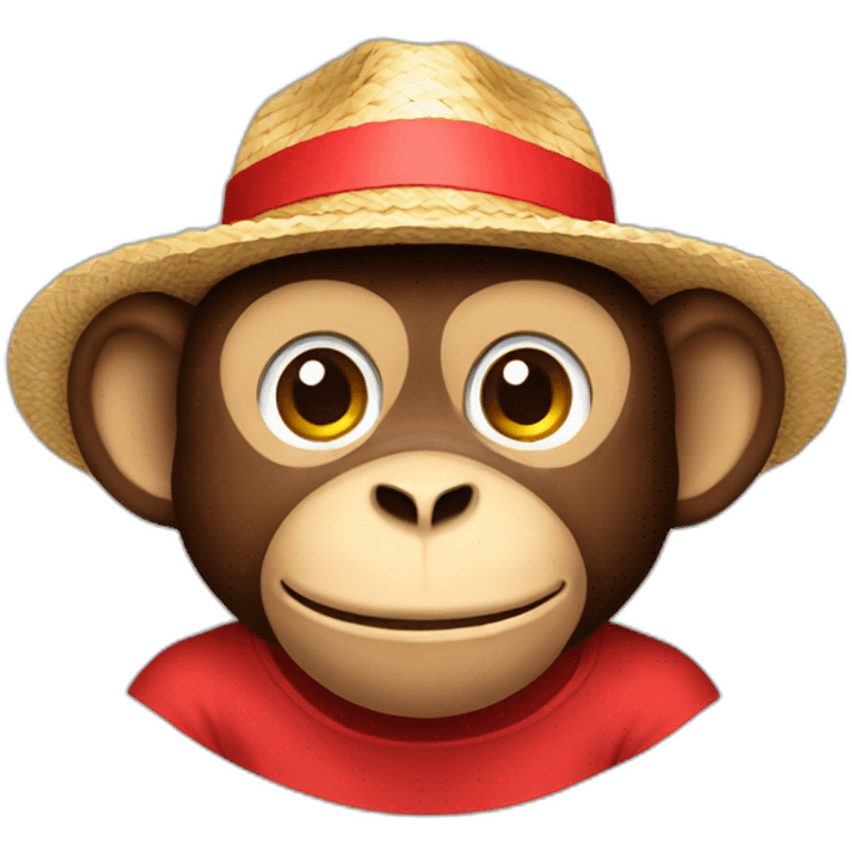 monkey with red t shirt and straw hat emoji