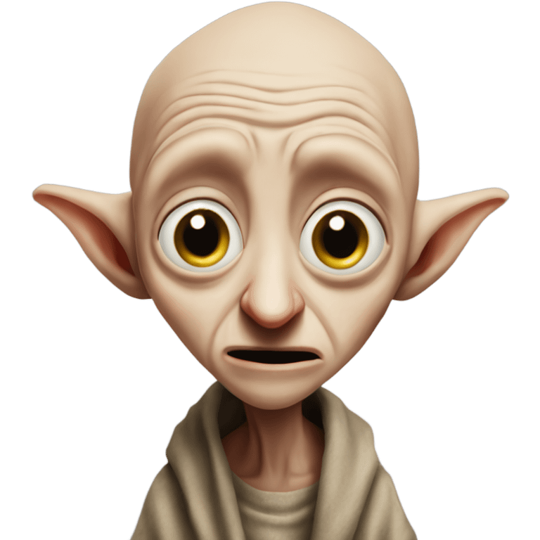 Dobby making a very said face with one tear streaming down his face  emoji