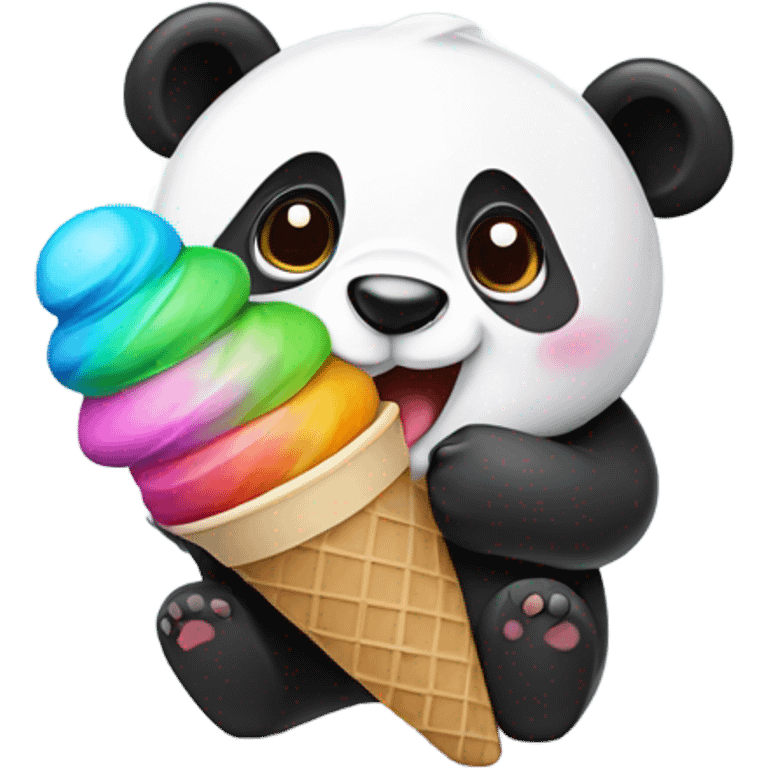 Panda eating ice cream emoji