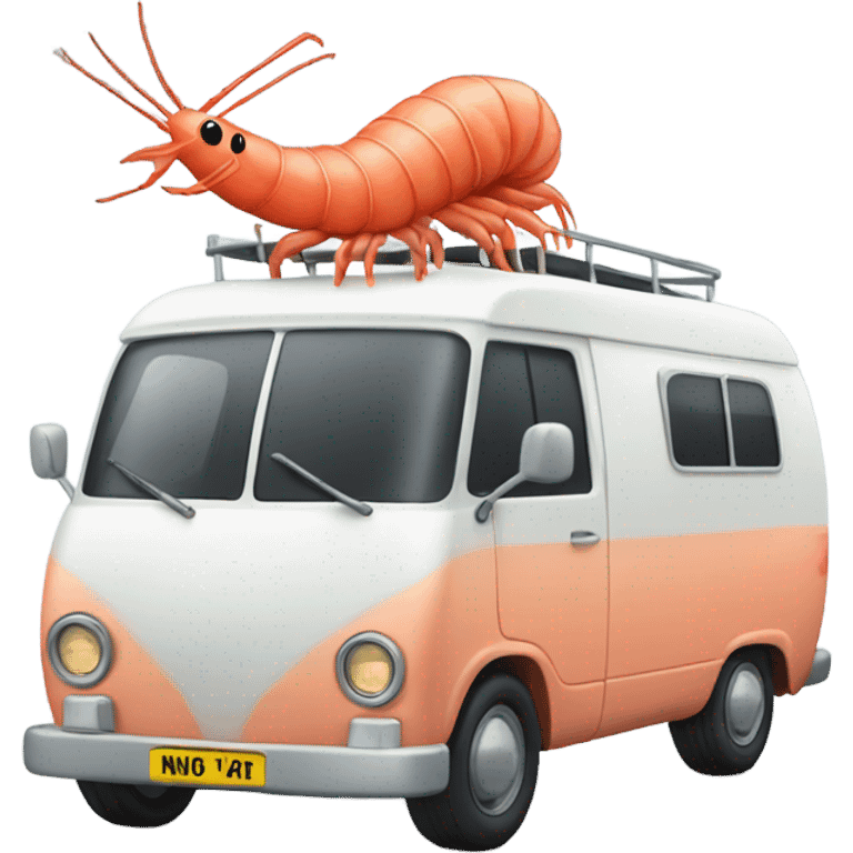 Shrimp driving camper van emoji