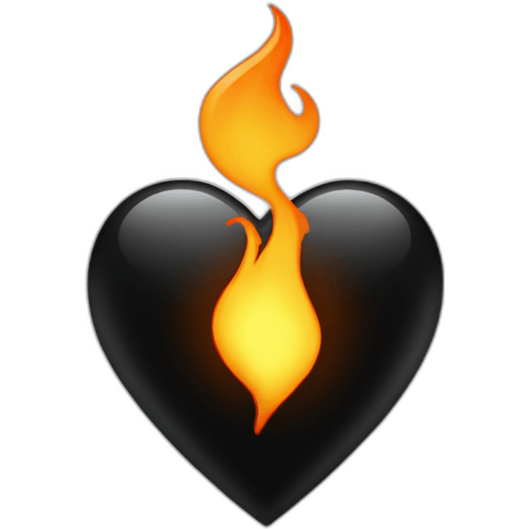 heart with flame on the black emoji