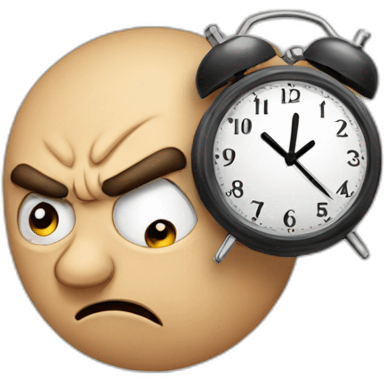 Angry looking at clock emoji