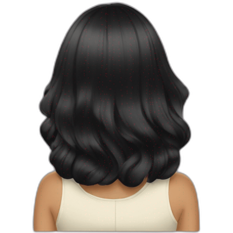 back view of a blac-hair girl reading emoji