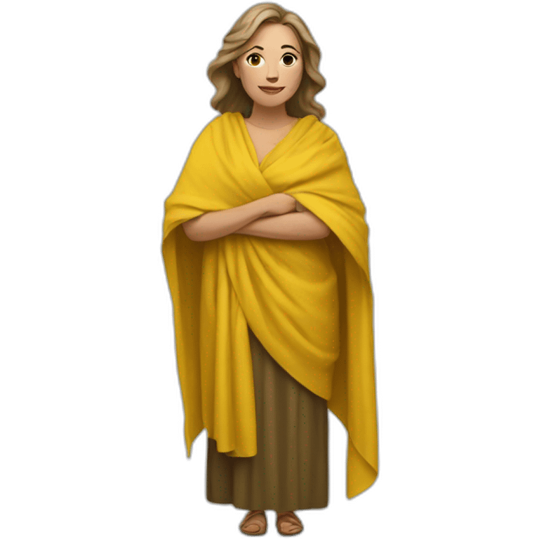 a white woman in a yellow shawl in full growth emoji