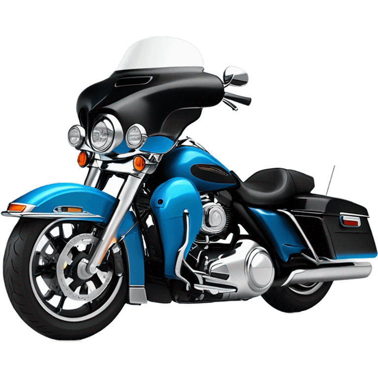 harley davidson ultra classic in big blue pearl and vivid black with two color scheme with recurve windshield and two shorter antennas on the trunk pac emoji