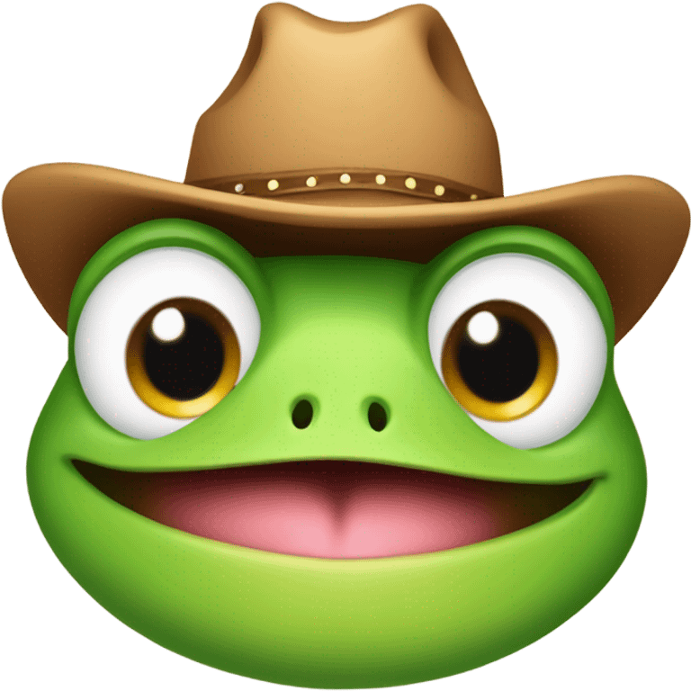 Cute frog with mini cowboy hat blushing emoji