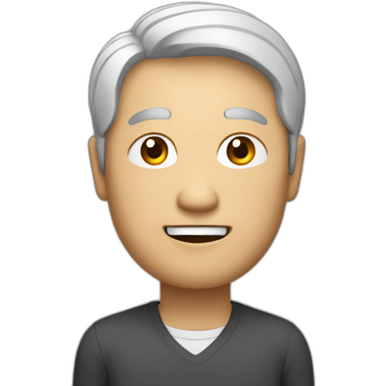 It produces an avatar of a middle-aged Asian man with a square face, small eyes and black and white hair emoji