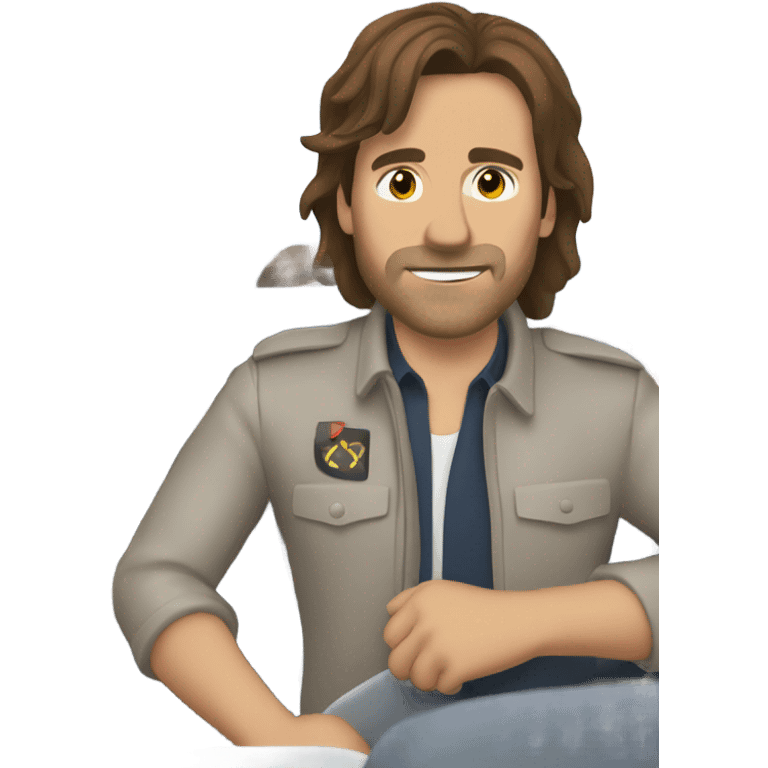 Brown haired mullet man flying plane that’s crashing emoji