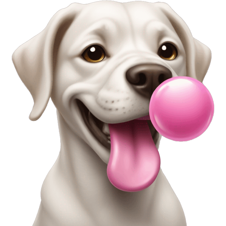 dog chewing a bubble gum emoji