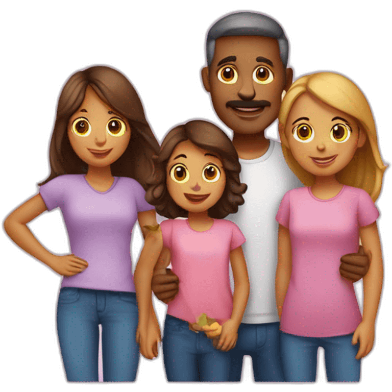 Famille de 5. Maman papa et 3 filles emoji