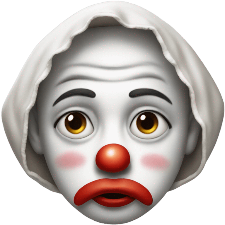 Sad clown hooded  emoji