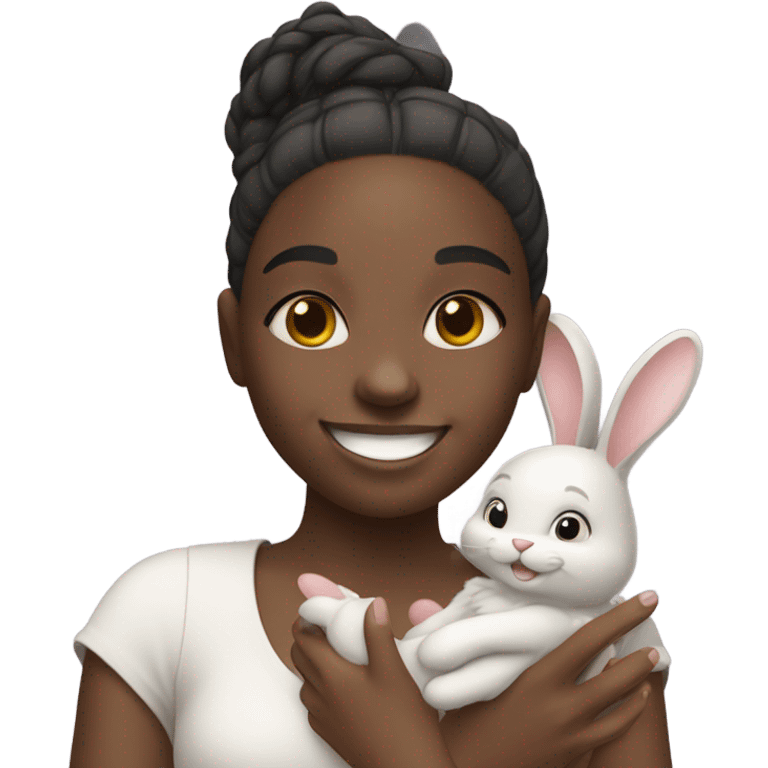 Black girl with a bunny emoji