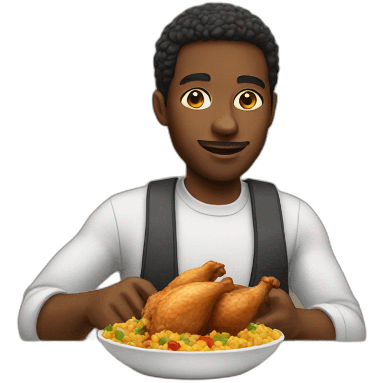 black man eating chicken emoji