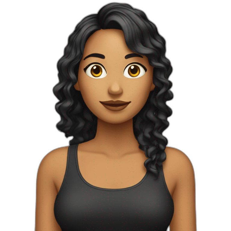 Chica de cabello ondulado largo negro emoji