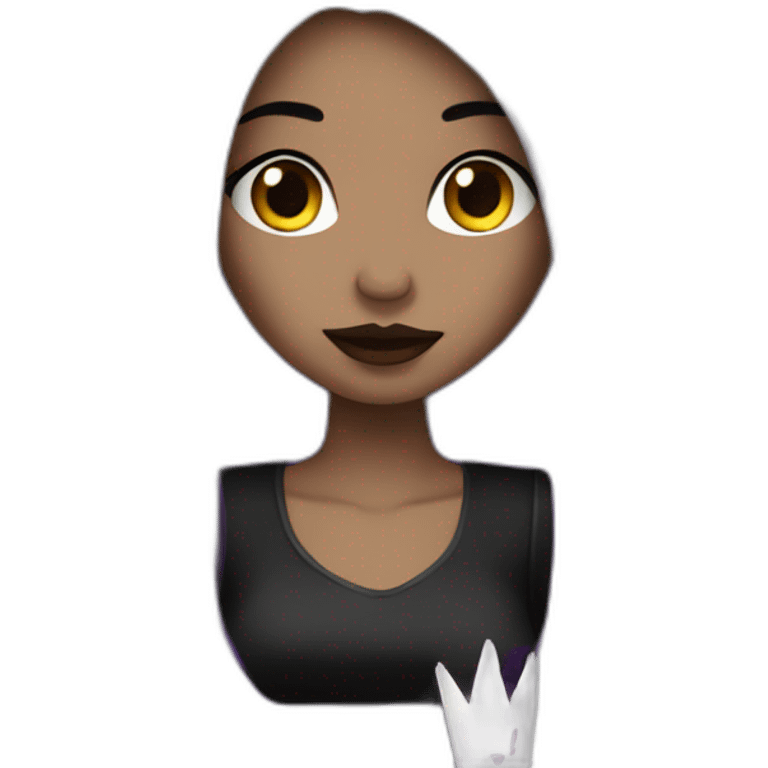 Queen gothic girl long dark black and purple hair emoji