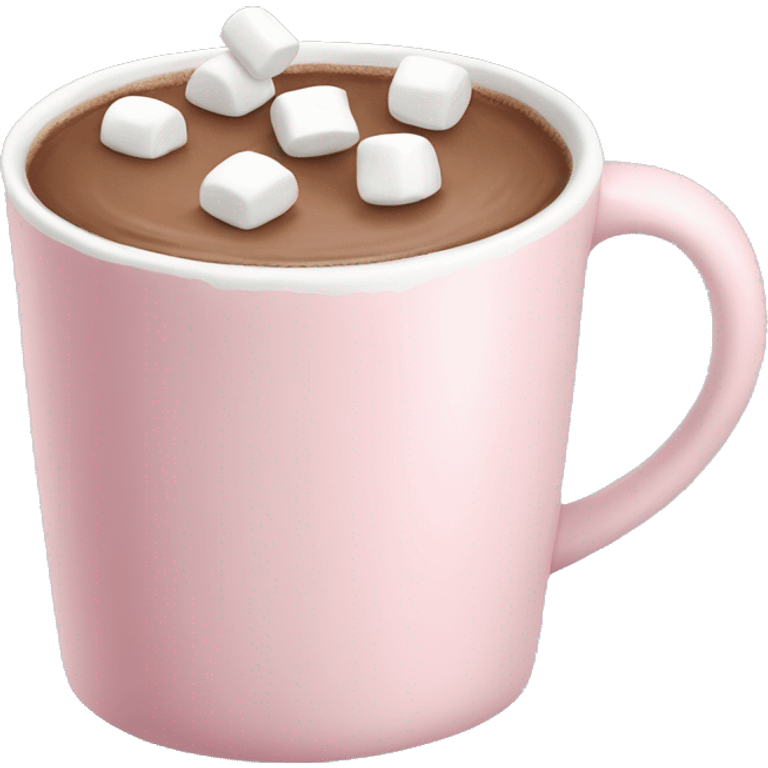 Light Pink mug of hot chocolate with marshmallows  emoji