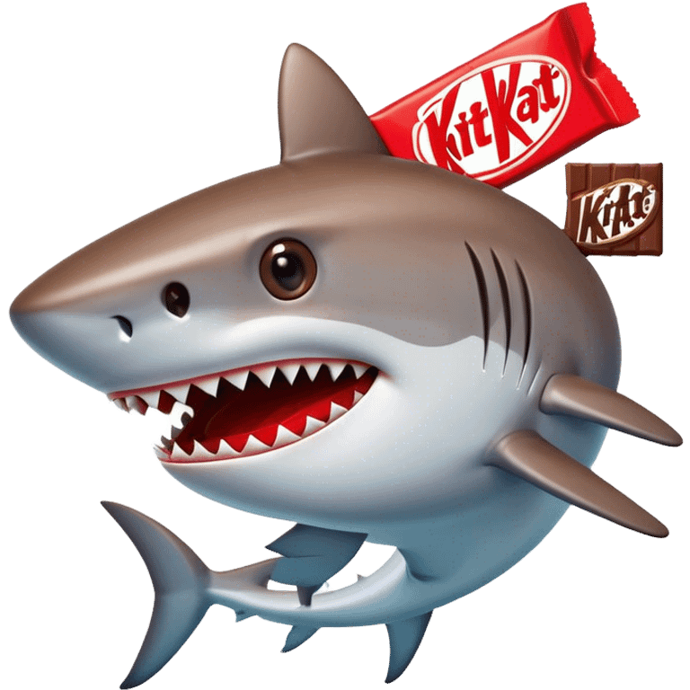 a shark with a kitkat bar in its head emoji