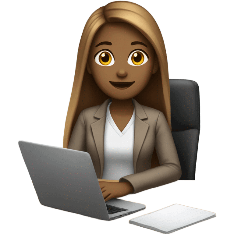 Medium hair straight light skin  Brown girl, computer science intern with a computer  emoji