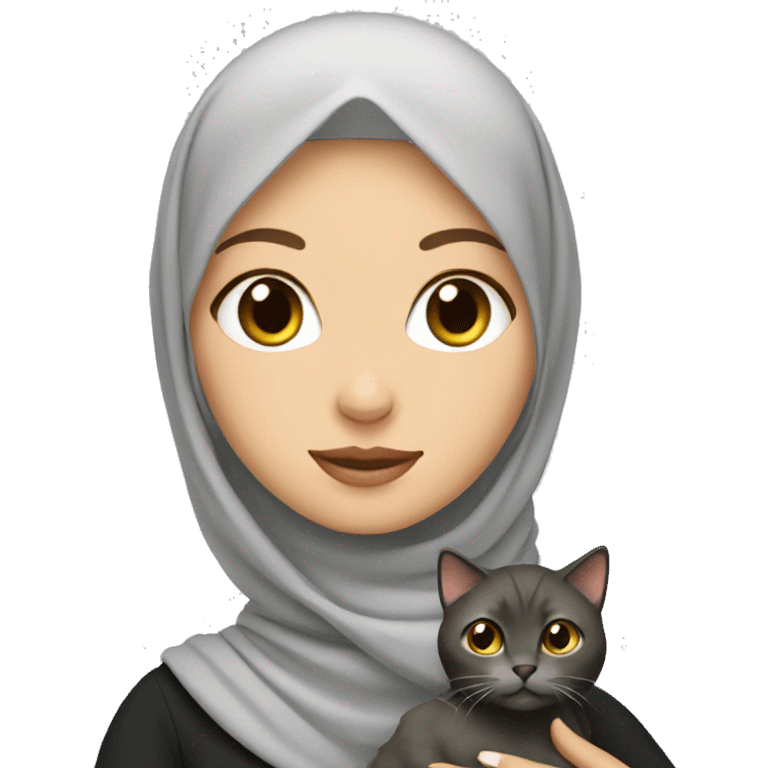 white pretty woman with hijab holding a cat emoji