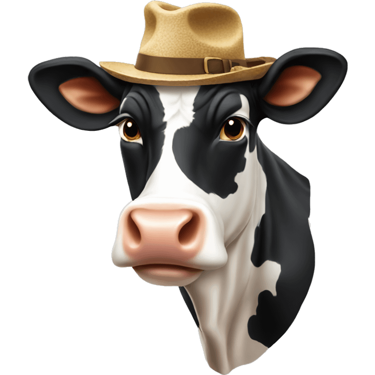 Cow wearing a hat emoji