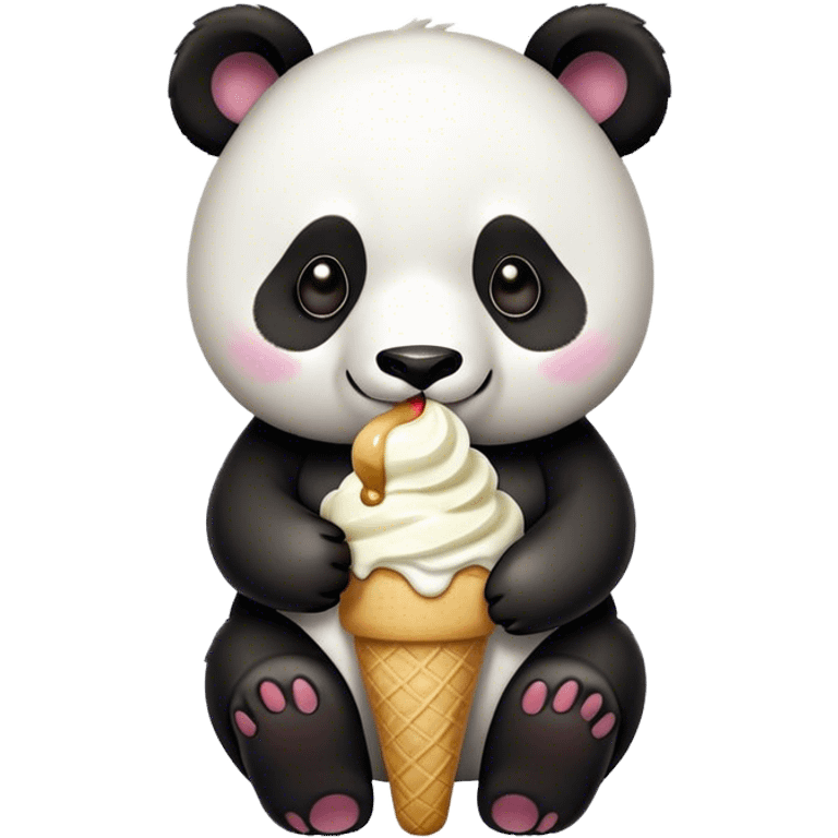 Panda eating ice cream emoji