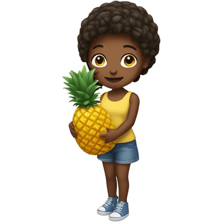 Girl holding pineapple emoji