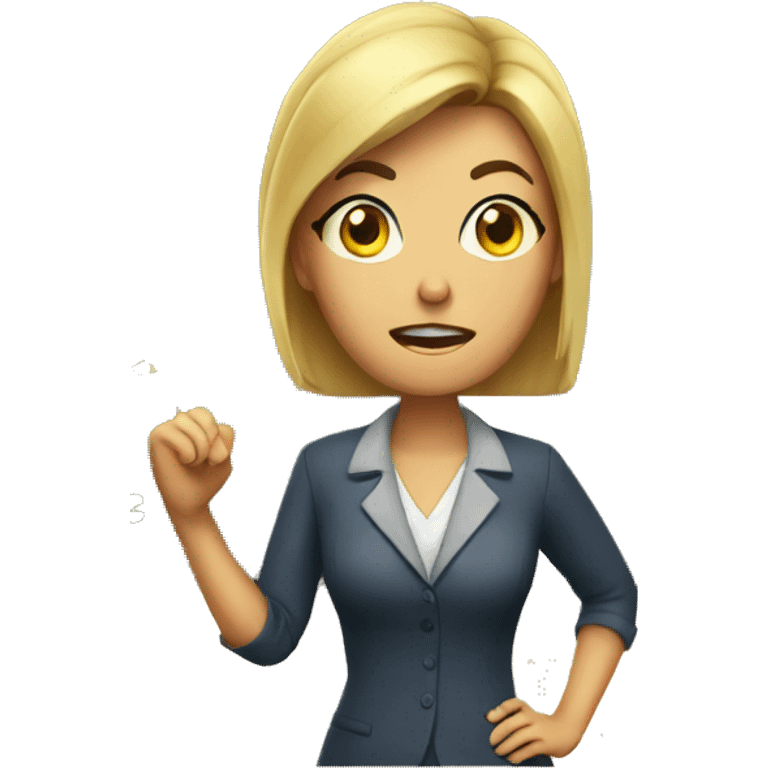 Angry female teacher, behind her is a blackboard with numbers on it. emoji