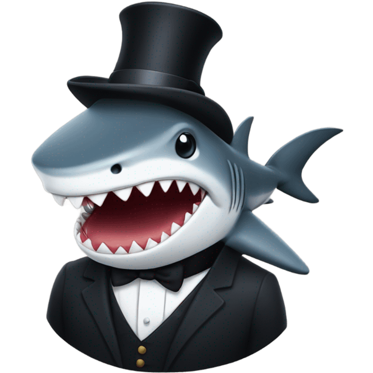 Shark with a top hat emoji