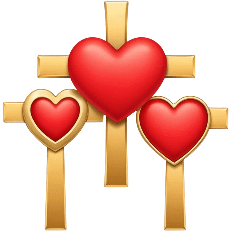 Two red heart outlines united by a gold cross  emoji