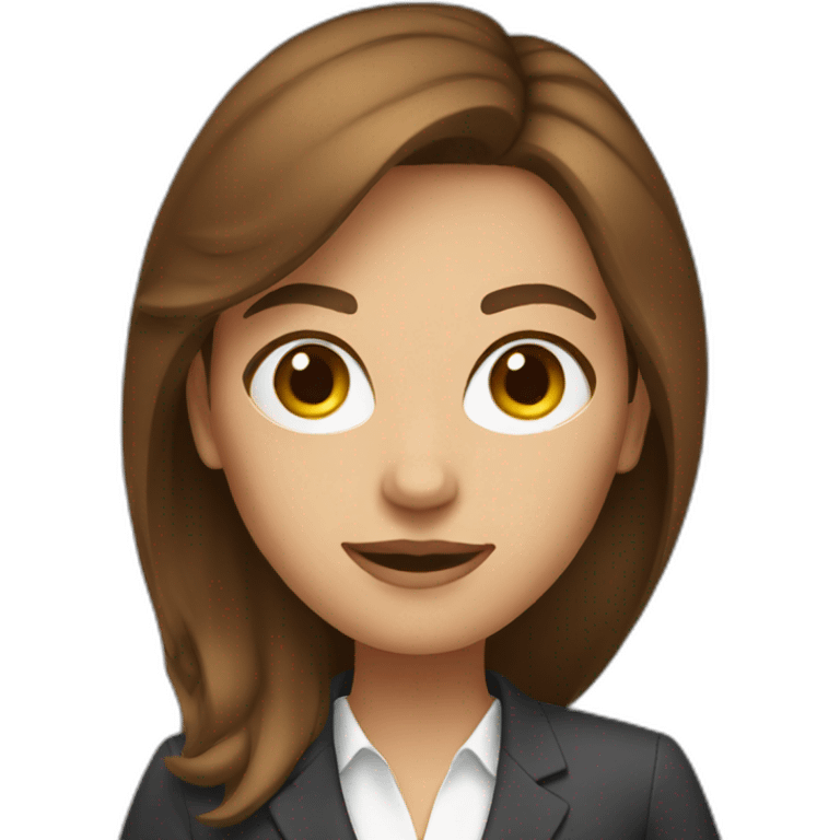 business woman with brown hair using laptop emoji