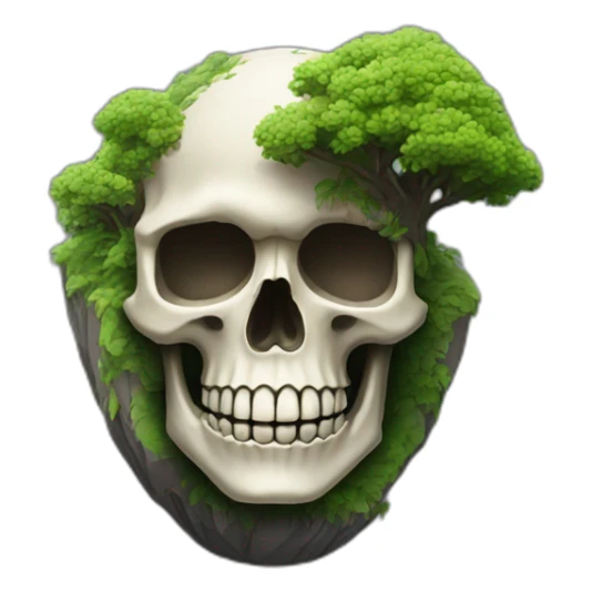 an island in the form of a skull sticker