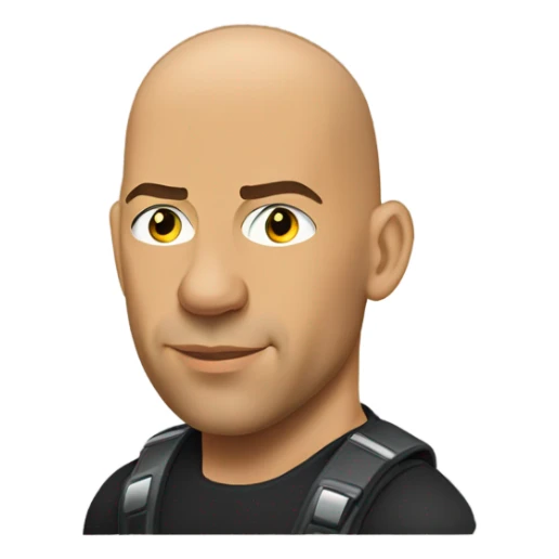 Vin Diesel in profile driving a car sticker