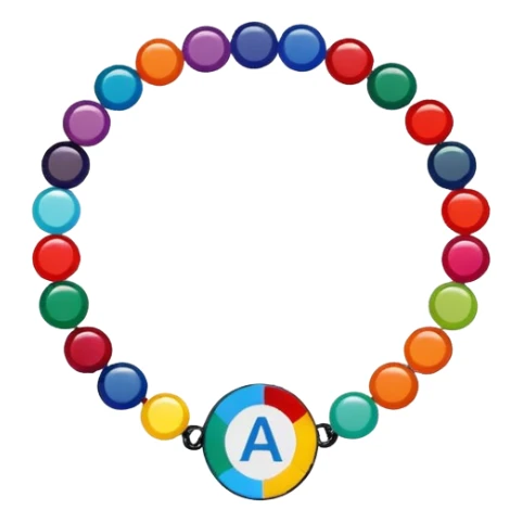 colourful alphabet flat round beaded bracelet  sticker
