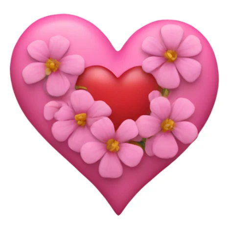 Pink heart with pink flowers sticker