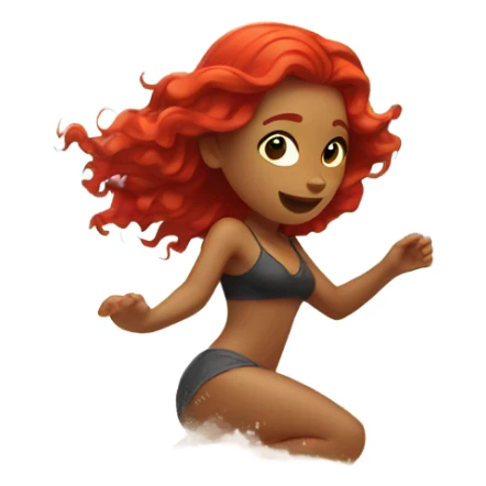 Girl flipping on beach with red hair sticker