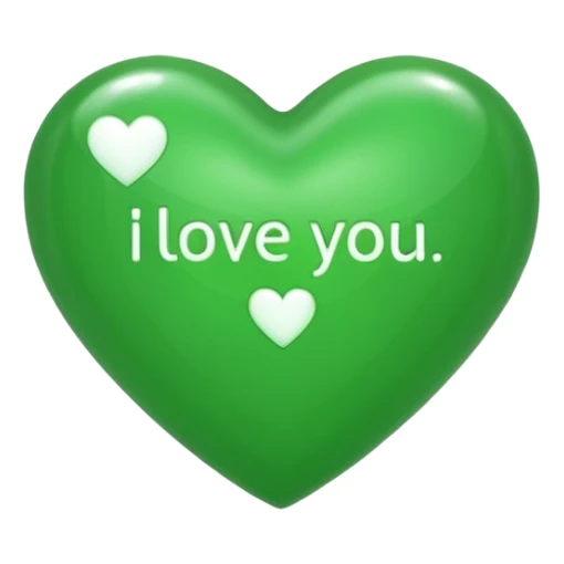 a green heart that says "i love you" on the ffront sticker