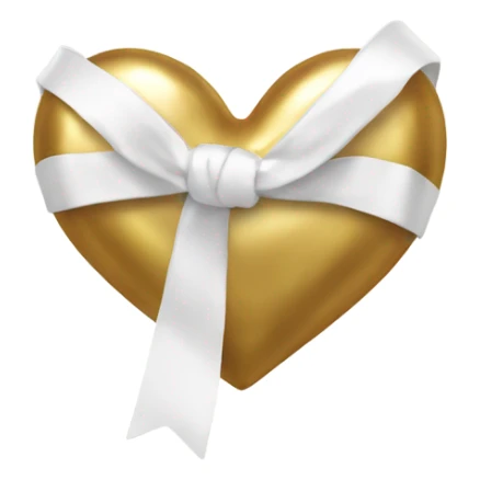 Gold heart with white ribbon sticker