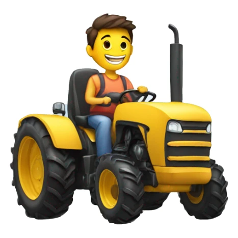happy person driving giant tractor sticker
