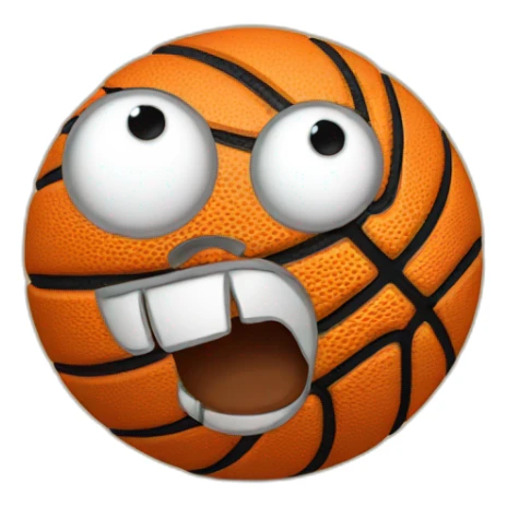 Basketball with open mouth and googly eyes sticker