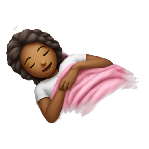 A girl sleeping with pink blanket on her  sticker
