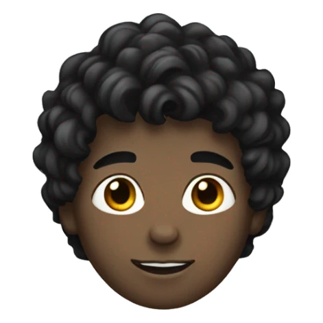 Boy with black wavy hair and white skin sticker