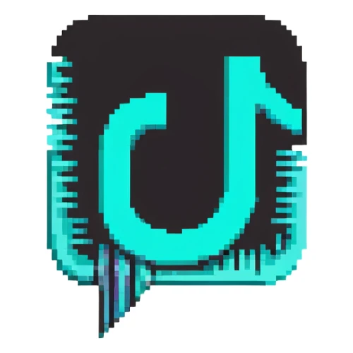 TikTok logo with black and turquoise glitch effect sticker
